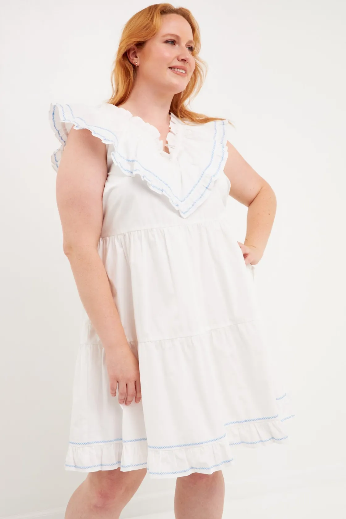 english_factory__plus_siz_3-4.webp ENGLISH FACTORY Tops*- Plus Size Contrast Embroidery Ruffled Mini Dress WHITE