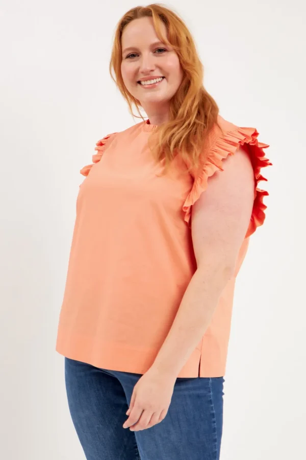ENGLISH FACTORY Tops*- Plus Size Ruffle Sleeve Poplin Top