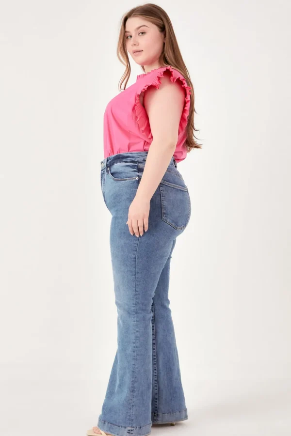 ENGLISH FACTORY Tops*- Plus Size Ruffle Sleeve Poplin Top