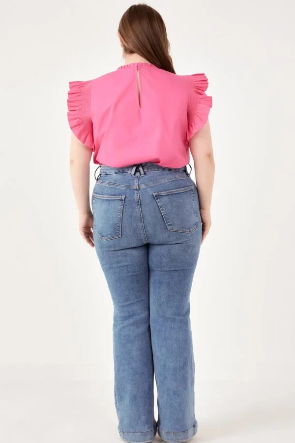 ENGLISH FACTORY Tops*- Plus Size Ruffle Sleeve Poplin Top