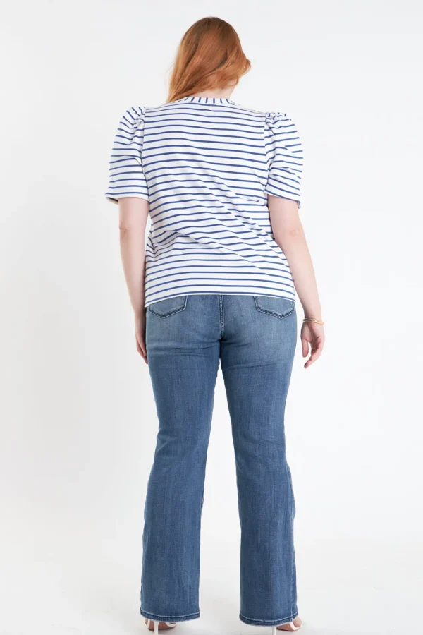 ENGLISH FACTORY Tops*- Plus Size Stripe Women Knit Shirt