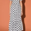 ENGLISH FACTORY White Dresses | Tops*- Polka Dot Puff Sleeve Maxi Dress WHITE/BLACKDOT