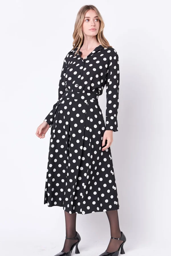 ENGLISH FACTORY Matching Sets | Shirts & Blouses*- Polka Dot Long Sleeve Blouse BLACK