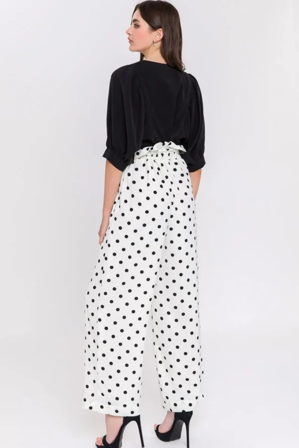 ENGLISH FACTORY Pants*- Polka Dot Wide Pants WHITE