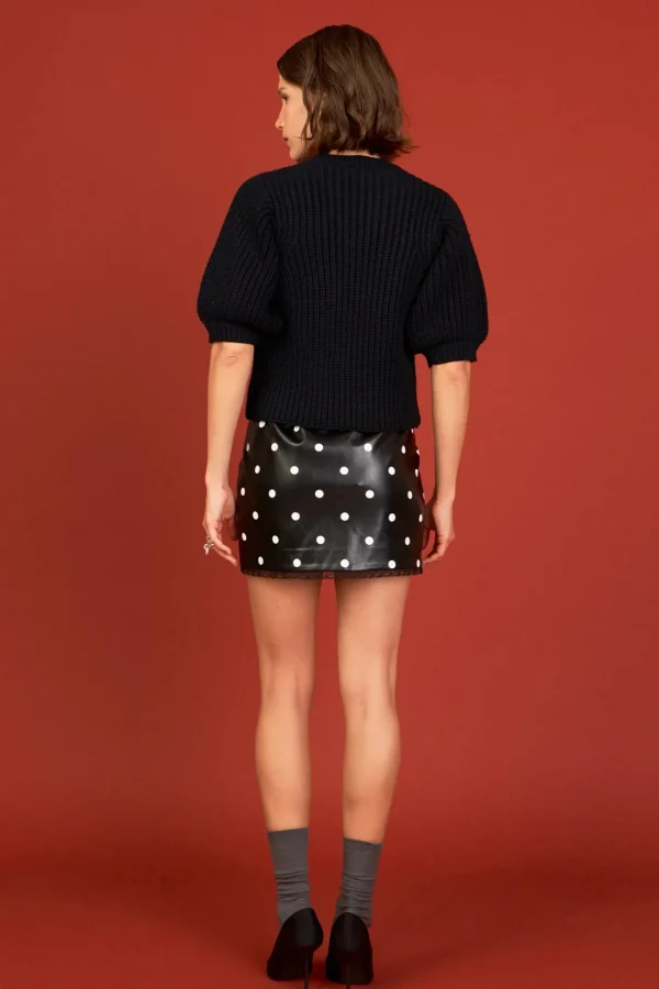ENGLISH FACTORY Matching Sets | Skirts*- Polka Dot Pu Mini Skirt BLACK/WHITE