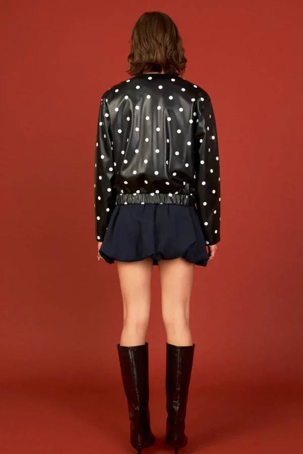 ENGLISH FACTORY Matching Sets | Jackets & Coats*- Polka Dot Faux Leather Jacket BLACK/WHITE