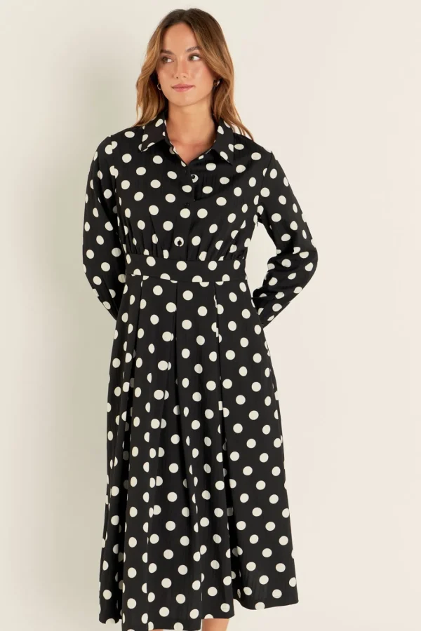 ENGLISH FACTORY Shirts & Blouses | Tops*- Polka Dot Shirt Dress BLACK