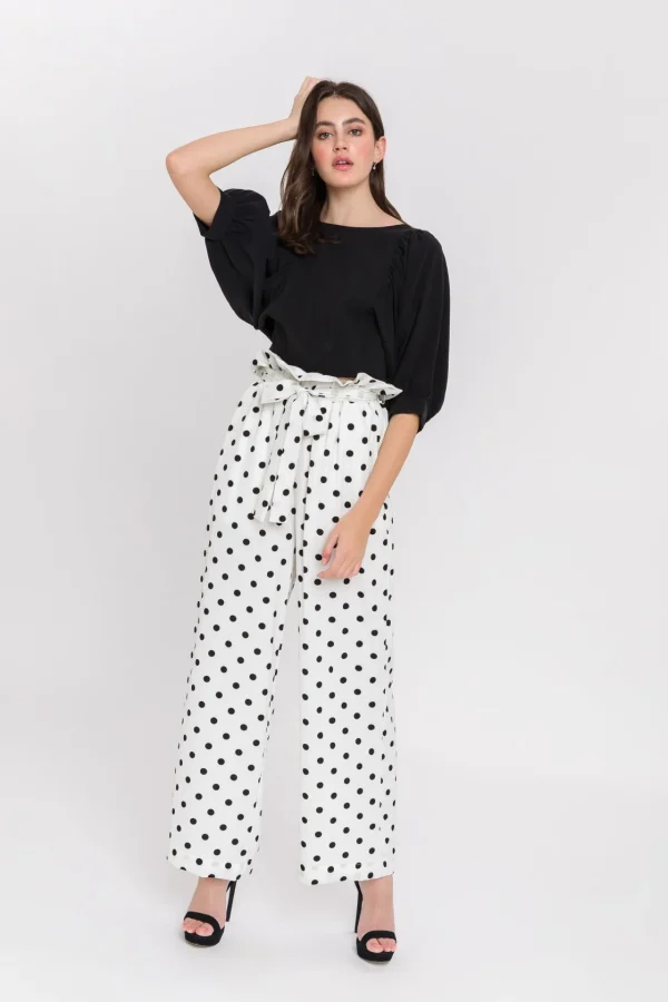 ENGLISH FACTORY Pants*- Polka Dot Wide Pants WHITE