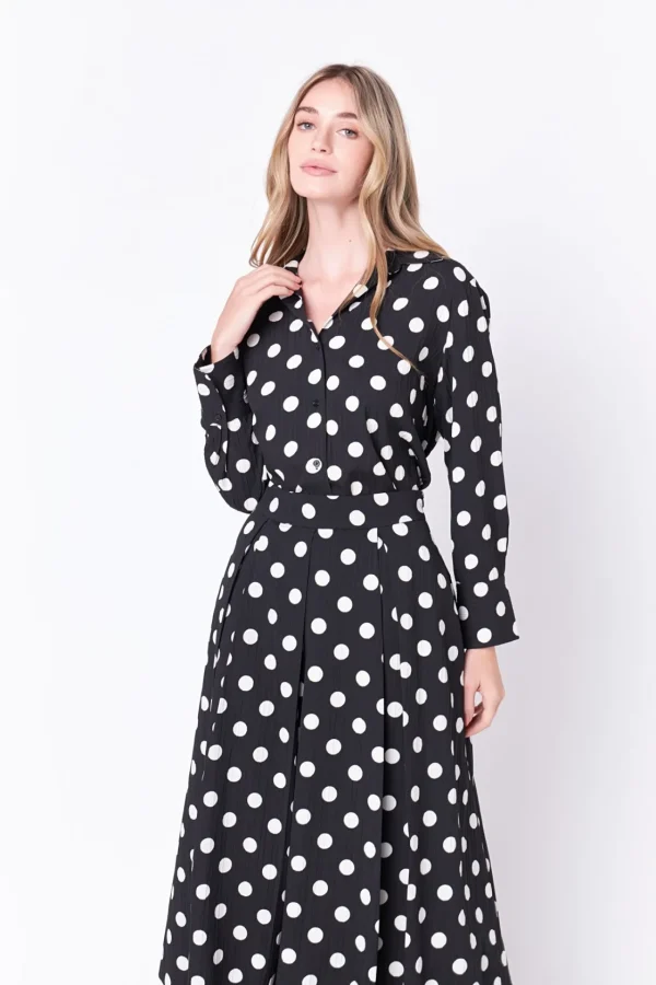 ENGLISH FACTORY Matching Sets | Shirts & Blouses*- Polka Dot Long Sleeve Blouse BLACK