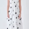 ENGLISH FACTORY White Dresses | Tops*- Polka-dot Midi Dress WHITE/BLACK