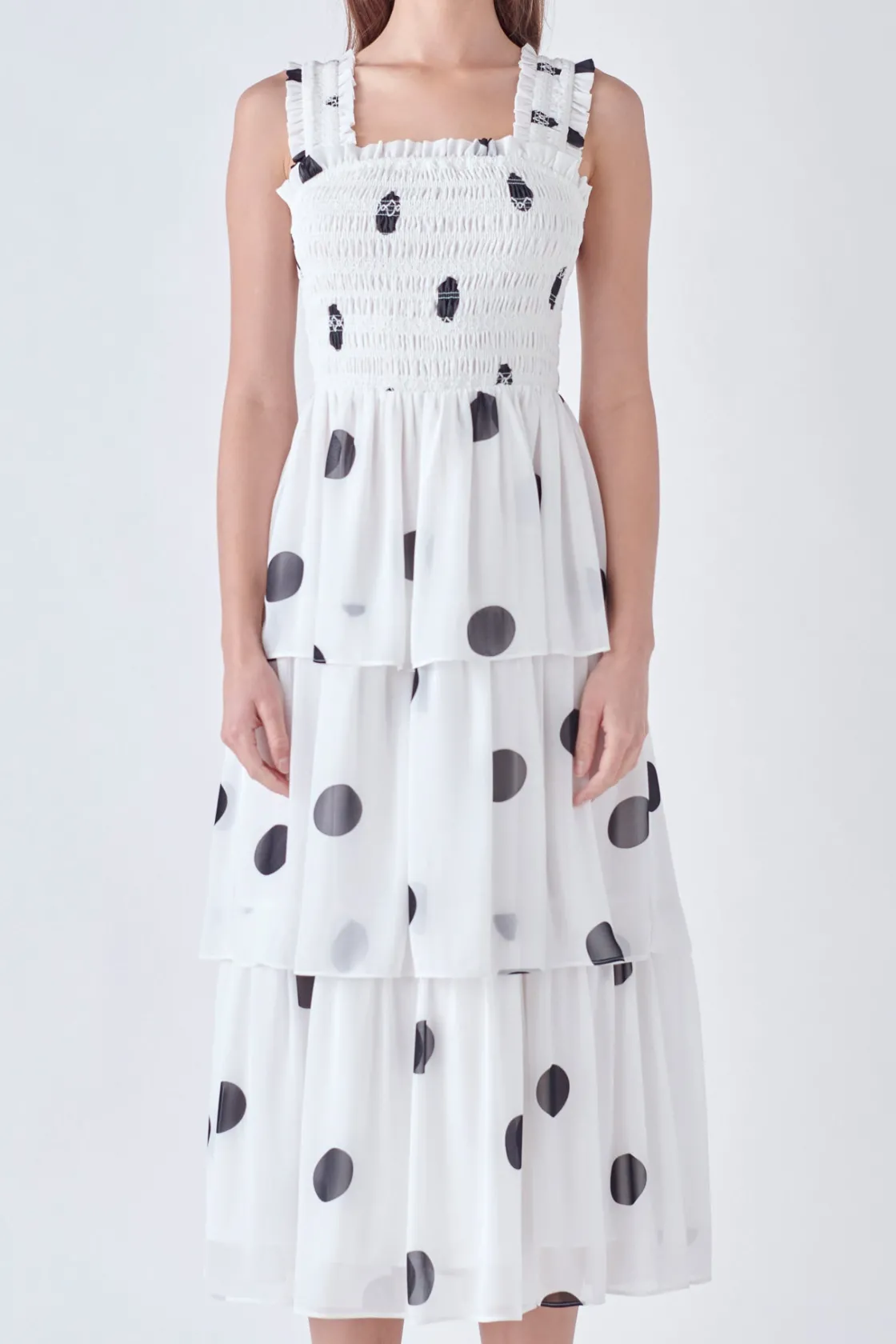 english_factory__polkadot_0-1.webp ENGLISH FACTORY White Dresses | Tops*- Polka-dot Midi Dress WHITE/BLACK