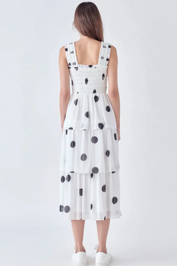 ENGLISH FACTORY White Dresses | Tops*- Polka-dot Midi Dress WHITE/BLACK