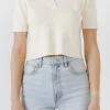ENGLISH FACTORY Sweaters & Knits*- Polo Collar Crop Knit Sweater IVORY