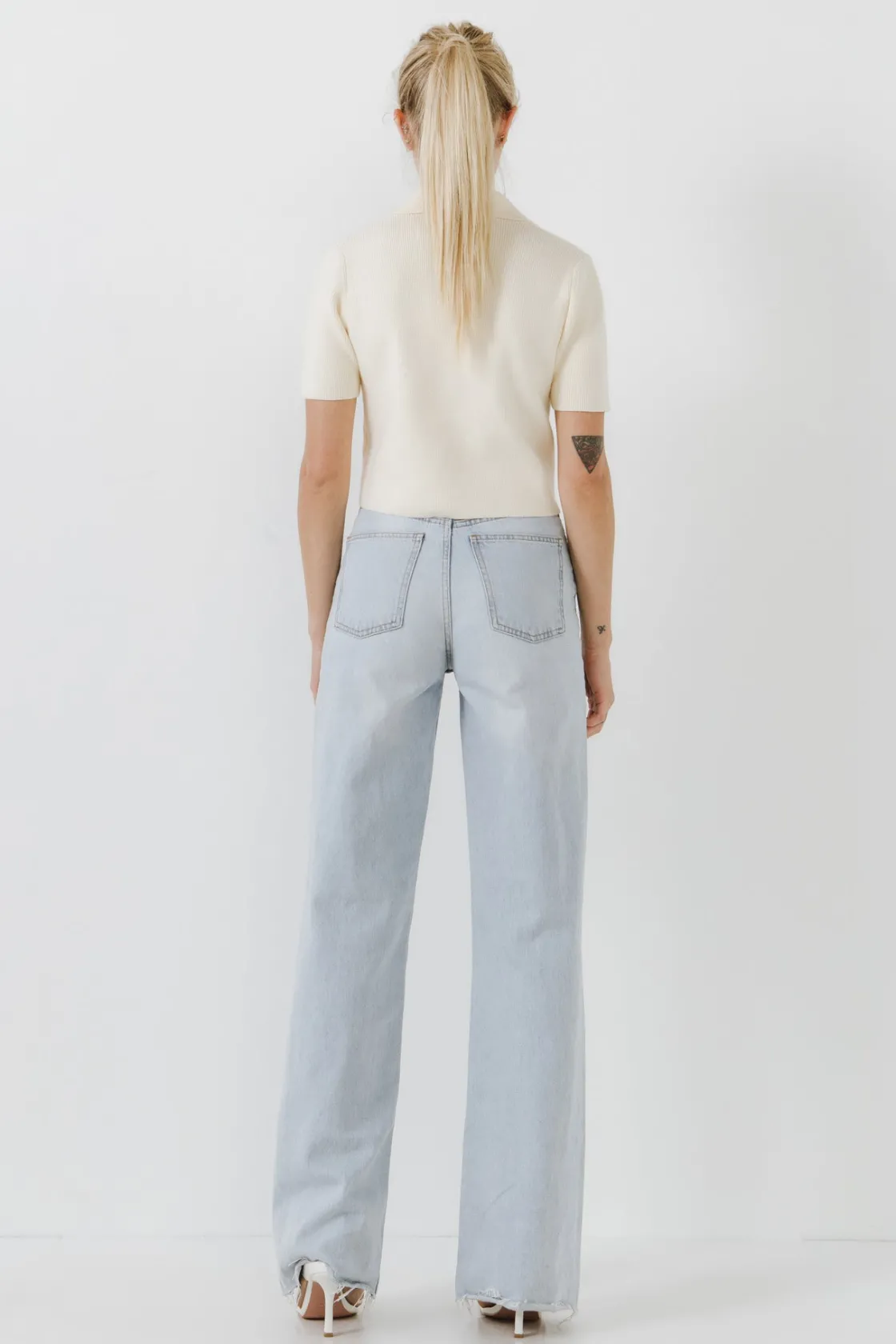 english_factory__polo_col_2-1.webp ENGLISH FACTORY Sweaters & Knits*- Polo Collar Crop Knit Sweater IVORY
