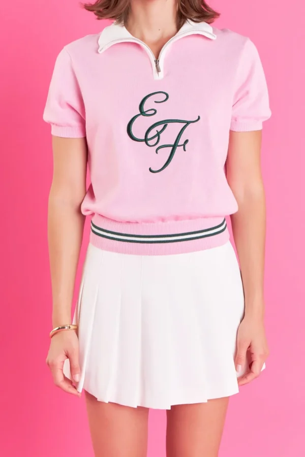ENGLISH FACTORY Tops*- Polo Knit PINK