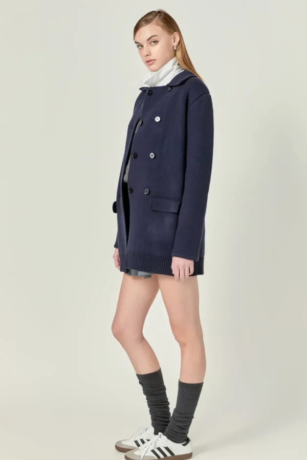 ENGLISH FACTORY Sweaters & Knits | Tops*- Polo Long Double Cardigan NAVY