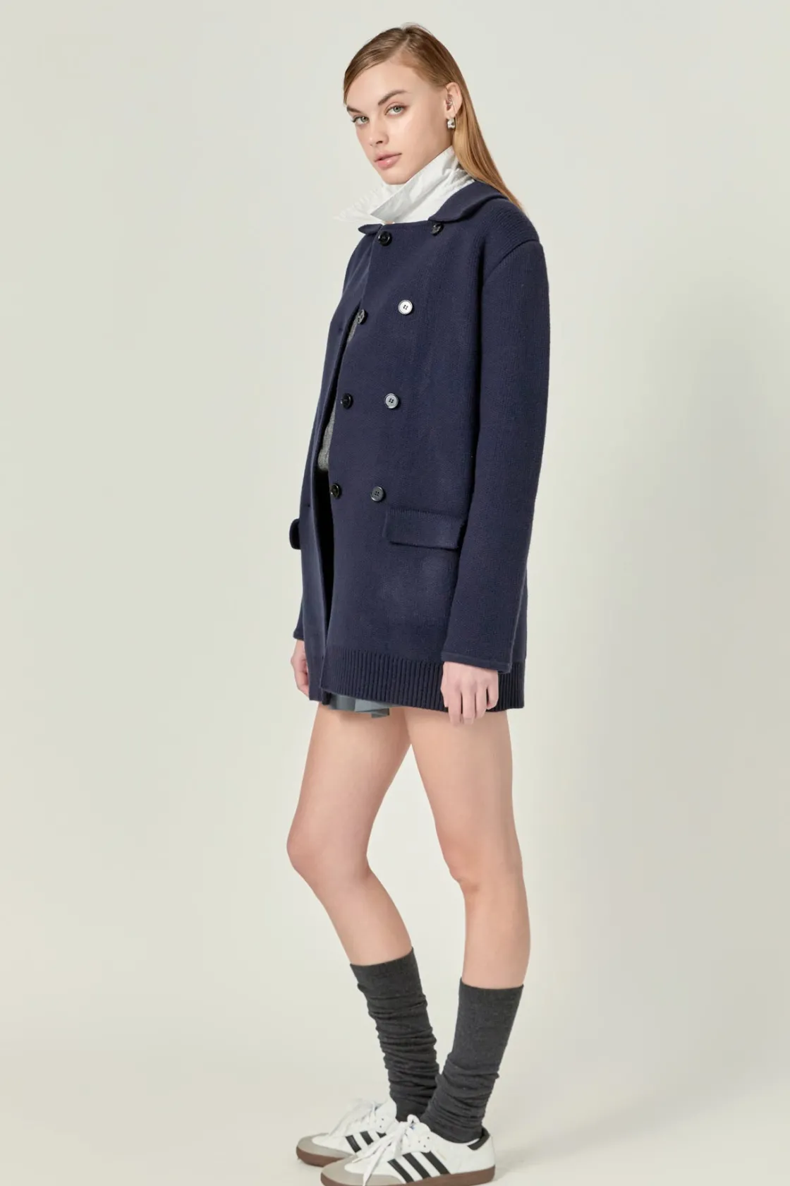 english_factory__polo_lon_1.webp ENGLISH FACTORY Sweaters & Knits | Tops*- Polo Long Double Cardigan NAVY