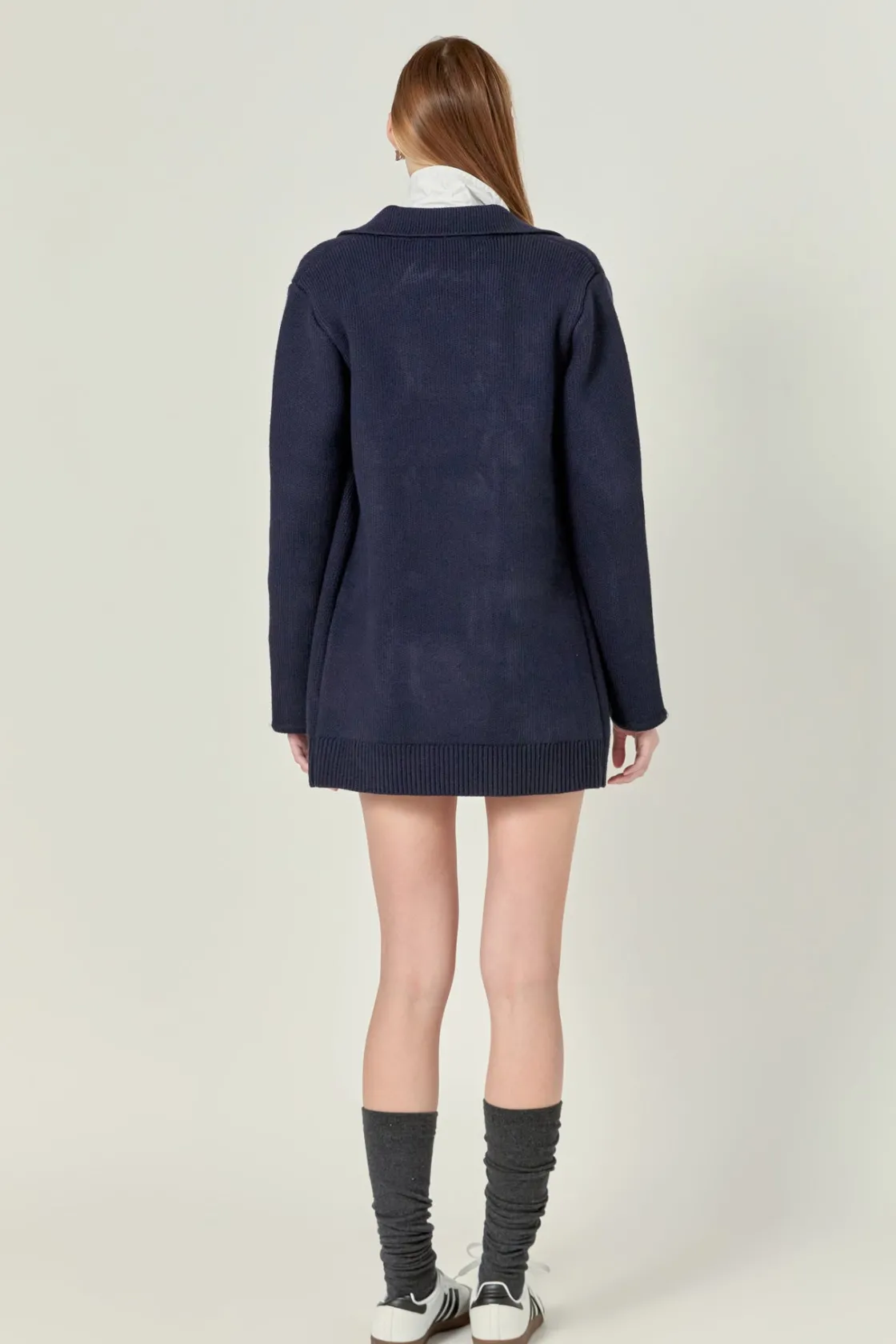 english_factory__polo_lon_2.webp ENGLISH FACTORY Sweaters & Knits | Tops*- Polo Long Double Cardigan NAVY