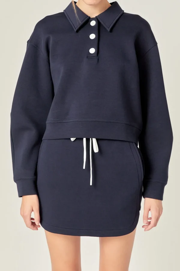 ENGLISH FACTORY Matching Sets | Tops*- Polo Scuba Top NAVY