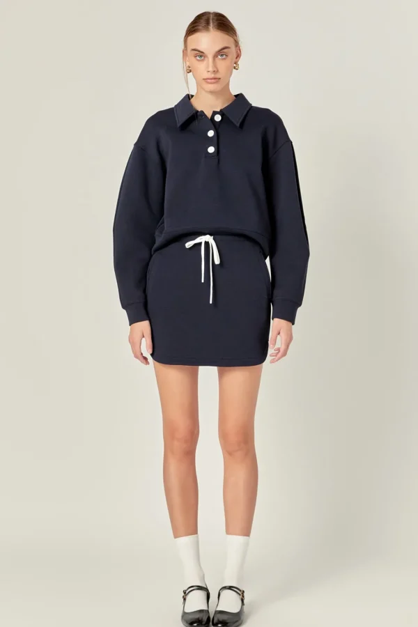 ENGLISH FACTORY Matching Sets | Skirts*- Polo Scuba Skirt NAVY