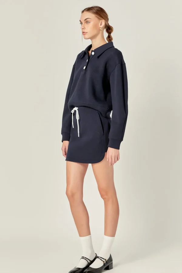ENGLISH FACTORY Matching Sets | Tops*- Polo Scuba Top NAVY
