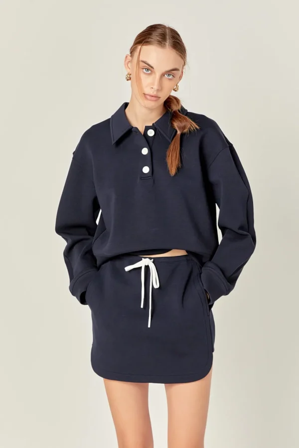 ENGLISH FACTORY Matching Sets | Skirts*- Polo Scuba Skirt NAVY