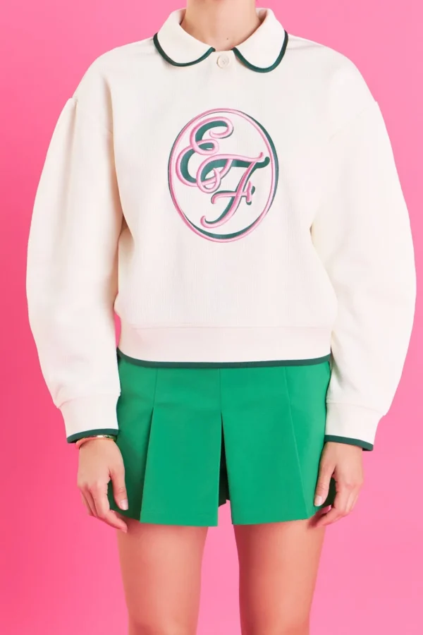 ENGLISH FACTORY Tops*- Polo Sweatshirt CREAM