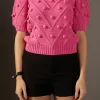 ENGLISH FACTORY Sweaters & Knits | Tops*- Pom Pom Puff Sleeve Sweater
