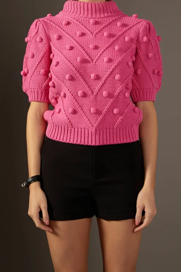 ENGLISH FACTORY Sweaters & Knits | Tops*- Pom Pom Puff Sleeve Sweater