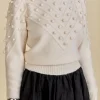 ENGLISH FACTORY Sweaters & Knits | Tops*- Pom Pom Detail Long Sleeve Sweater IVORY