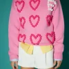 ENGLISH FACTORY Sweaters & Knits | Tops*- Pom Pom Heart Sweater PINK