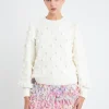 ENGLISH FACTORY Sweaters & Knits | Tops*- Pom Pom Pattern Long Sleeve Sweater IVORY