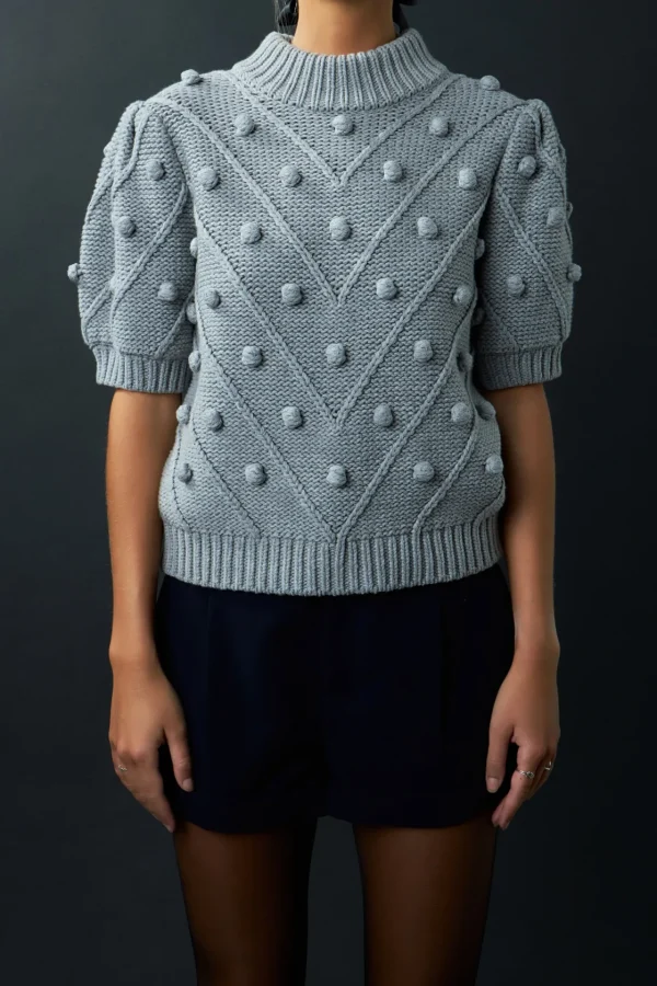 ENGLISH FACTORY Sweaters & Knits | Tops*- Pom Pom Puff Sleeve Sweater