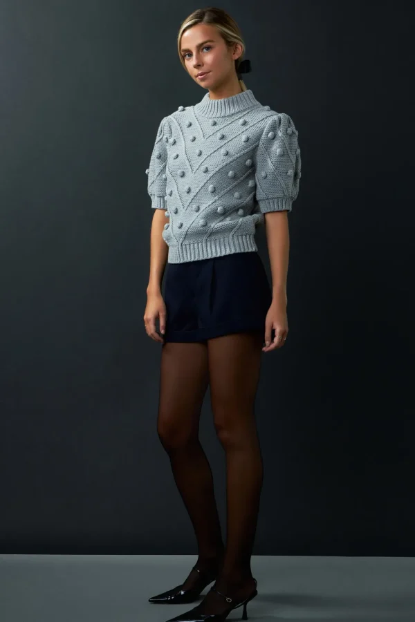 ENGLISH FACTORY Sweaters & Knits | Tops*- Pom Pom Puff Sleeve Sweater