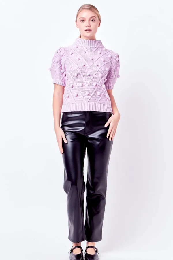 ENGLISH FACTORY Sweaters & Knits | Tops*- Pom Pom Puff Sleeve Sweater
