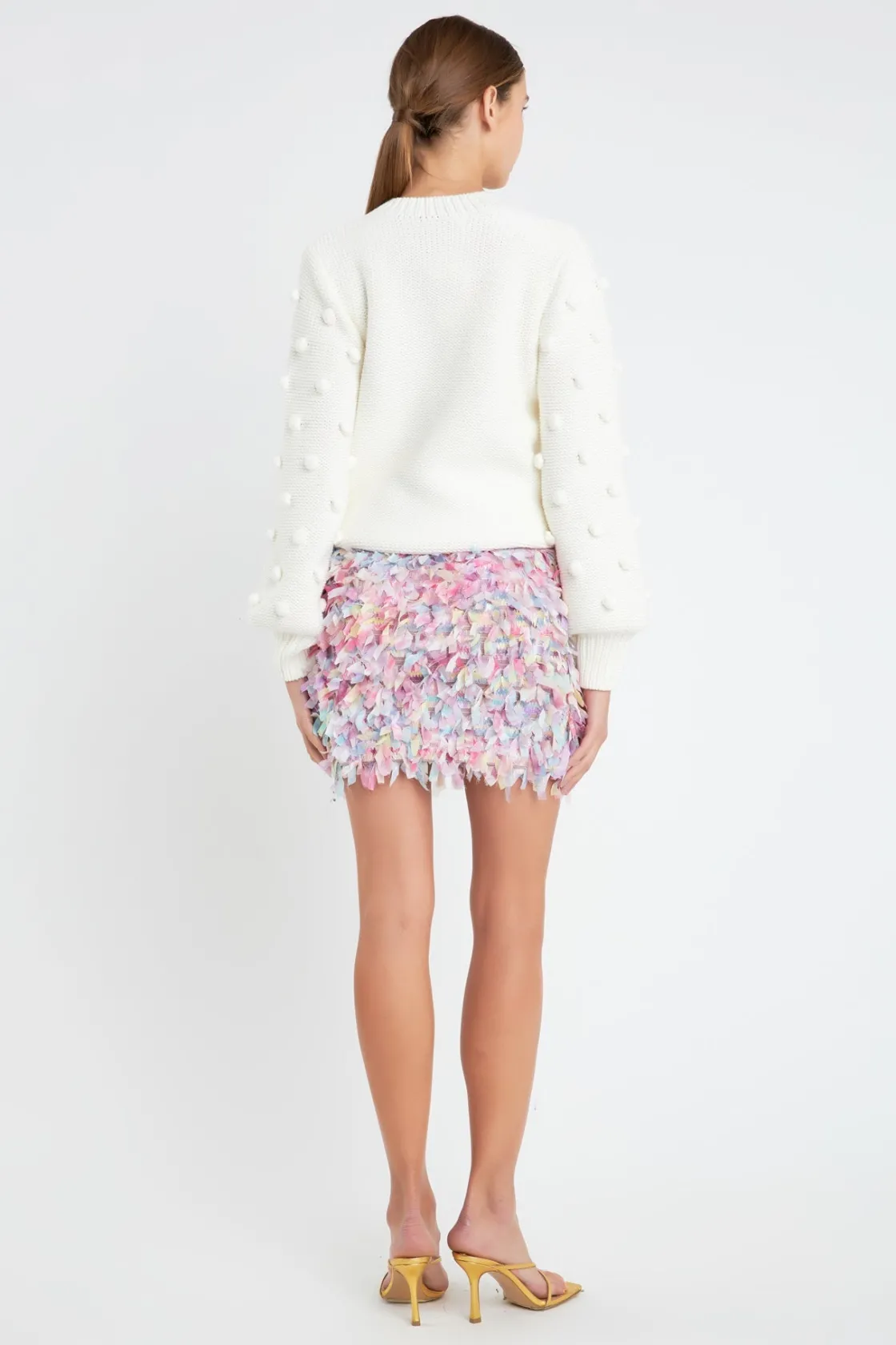 english_factory__pom_pom__2-5.webp ENGLISH FACTORY Sweaters & Knits | Tops*- Pom Pom Pattern Long Sleeve Sweater IVORY