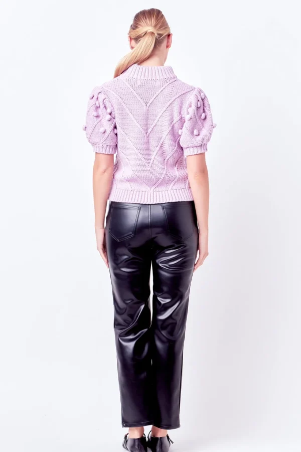 ENGLISH FACTORY Sweaters & Knits | Tops*- Pom Pom Puff Sleeve Sweater