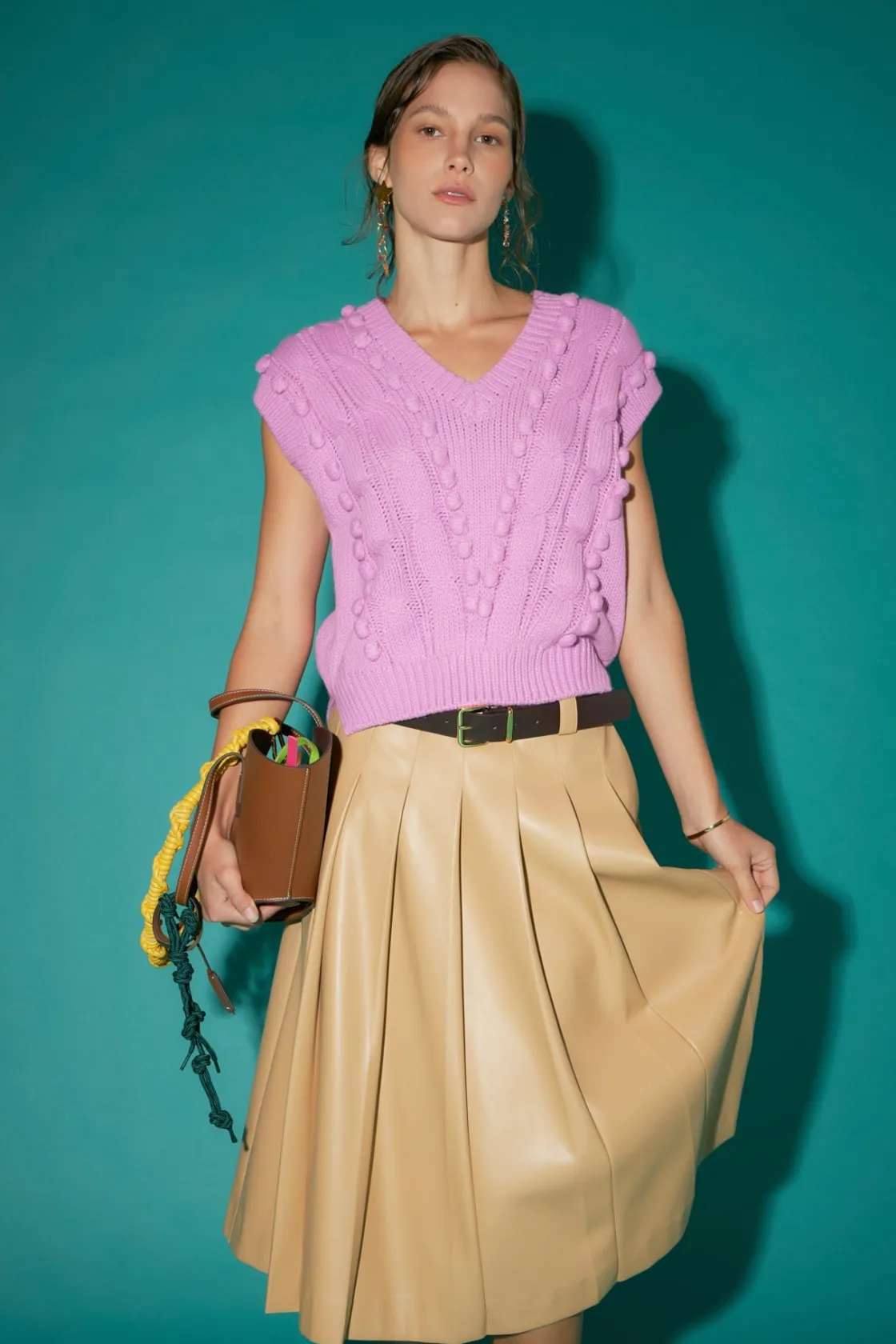 english_factory__pom_pom__3-3.webp ENGLISH FACTORY Sweaters & Knits | Tops*- Pom Pom Vest PINK