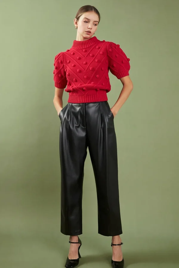 ENGLISH FACTORY Sweaters & Knits | Tops*- Pom Pom Puff Sleeve Sweater