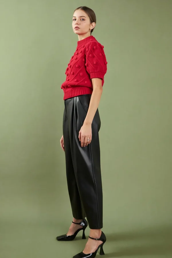ENGLISH FACTORY Sweaters & Knits | Tops*- Pom Pom Puff Sleeve Sweater