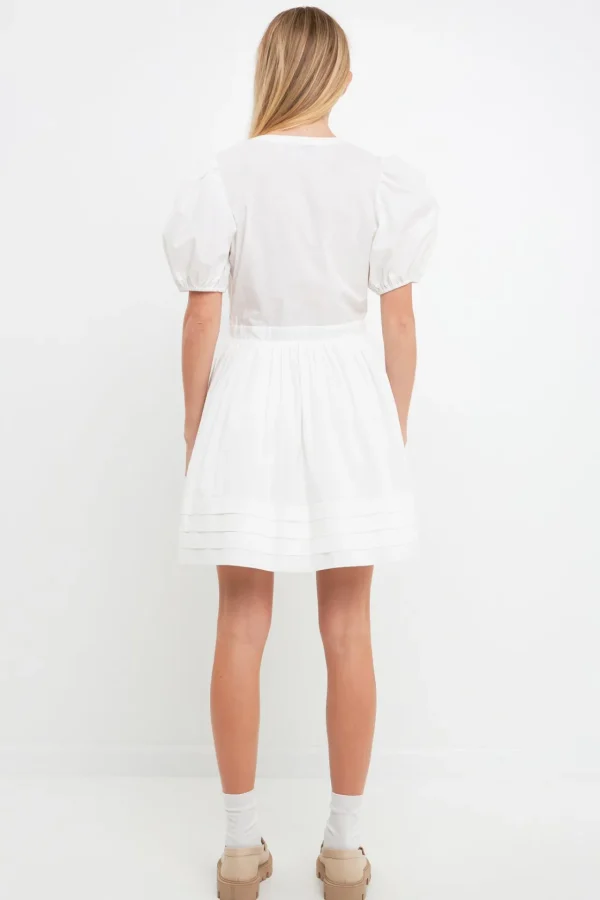 ENGLISH FACTORY White Dresses | Tops*- Poplin Bib Fit & Flare Dress WHITE