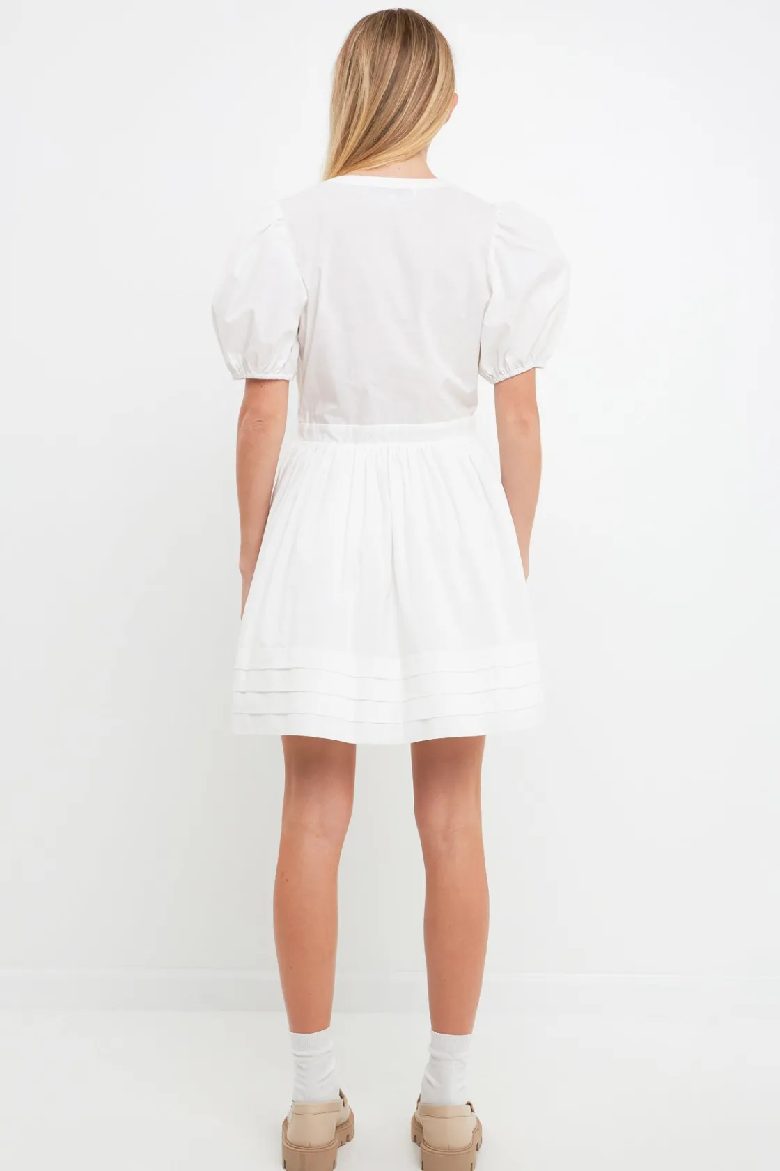 english_factory__poplin_b_2.webp ENGLISH FACTORY White Dresses | Tops*- Poplin Bib Fit & Flare Dress WHITE