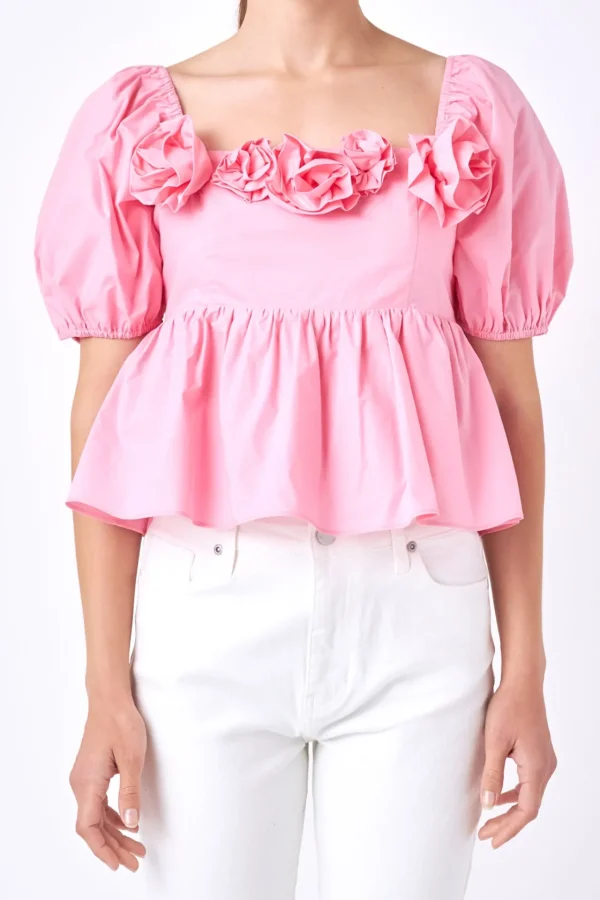 ENGLISH FACTORY Tops*- Poplin Corsage Top