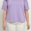 ENGLISH FACTORY Tops*- Poplin Combo Sleeve T-Shirt LILAC