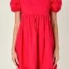 ENGLISH FACTORY Puff Sleeve | Tops*- Poplin Corsage Mini Dress
