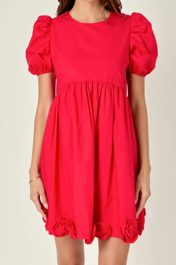 ENGLISH FACTORY Puff Sleeve | Tops*- Poplin Corsage Mini Dress