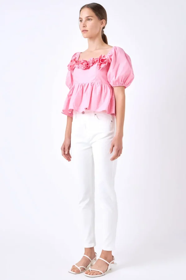 ENGLISH FACTORY Tops*- Poplin Corsage Top