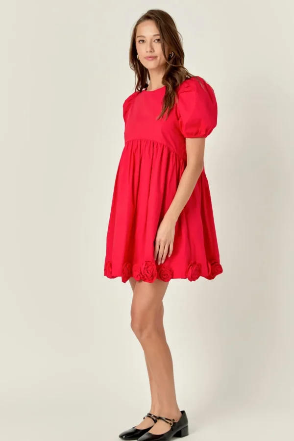 ENGLISH FACTORY Puff Sleeve | Tops*- Poplin Corsage Mini Dress