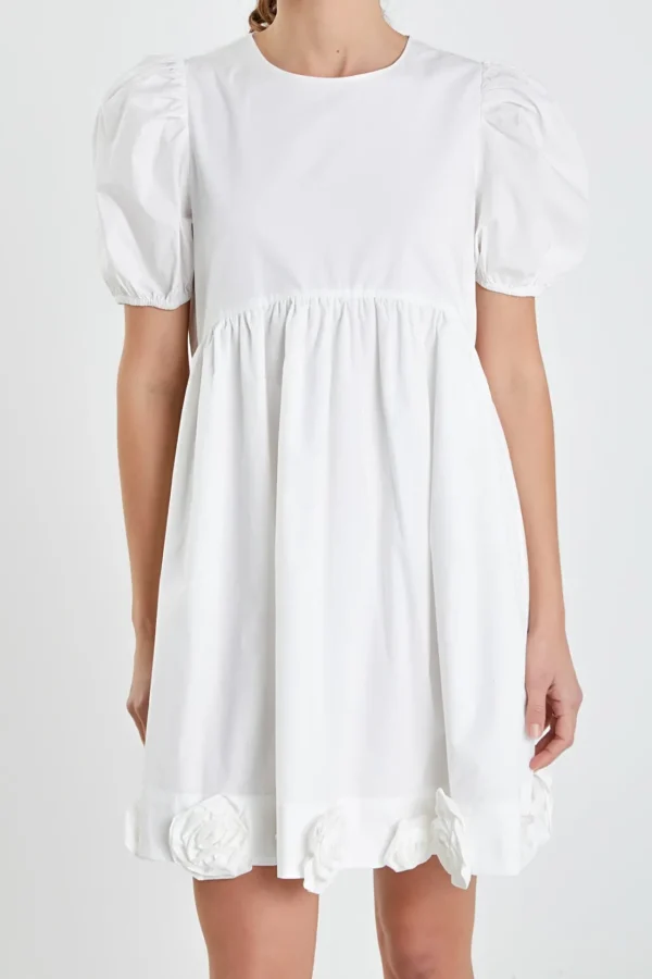 ENGLISH FACTORY Puff Sleeve | Tops*- Poplin Corsage Mini Dress