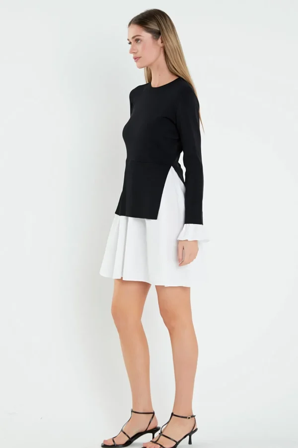 ENGLISH FACTORY Sweaters & Knits | Tops*- Poplin Combo Knit Mini Dress